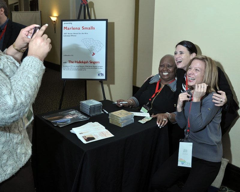 (l-r) Marlena Smalls, Johnna and Jenny Badman. Marlena Smalls founded the Hallelujah Singers in 1990 to preserve the Gullah culture of the South Carolina Sea Islands.