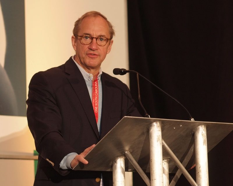 Furman University President Rod Smolla speaking at the closing session