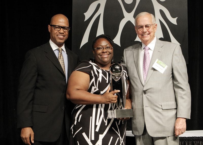 The Calder D. Ehrmann Outstanding Individual award was presented to Jada Charley, Coordinator, South Carolina Legal Services Language Access Program, Greenville, SC by Juan Johnson, Juan Johnson Consulting & Facilitation