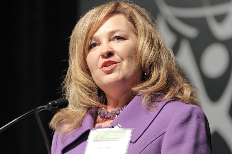 Kathy Sinclair, Vice President of Human Resources at Spartanburg Regional Healthcare System, addressing the audience. Spartanburg Regional was the presenting sponsor for the dinner.