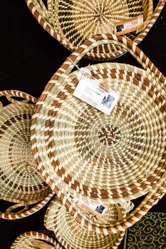 Some of Michael Smalls beautiful sweetgrass baskets