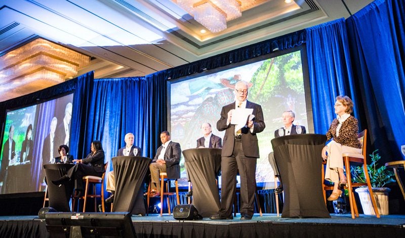 David Brancaccio moderating a panel discussion: 
