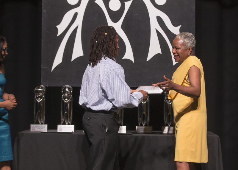 RJ Rogers receiving Honorable Mention for Outstanding High School Student. RJ is a junior at Blue Ridge High School and a student leader in Bridges to a Brighter Future.