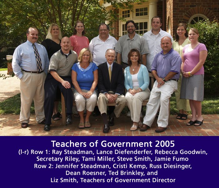 The 2005 Teachers of Government participants with Secretary Riley