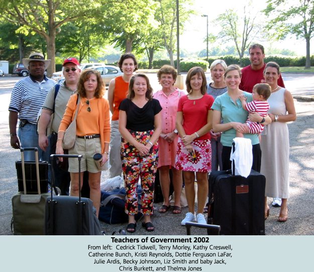 The group waiting for shuttle to catch their flight to Washington, DC