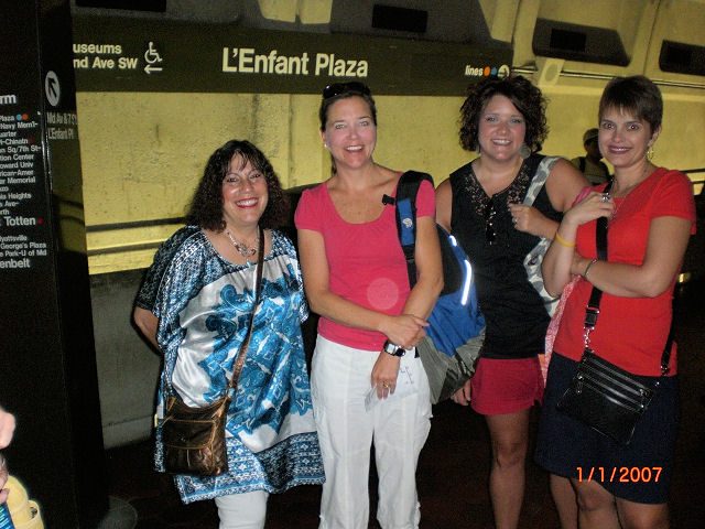 (l-r) Arlaana Black, Liz Smith, Breana Amick and Laura Riley waiting for the train