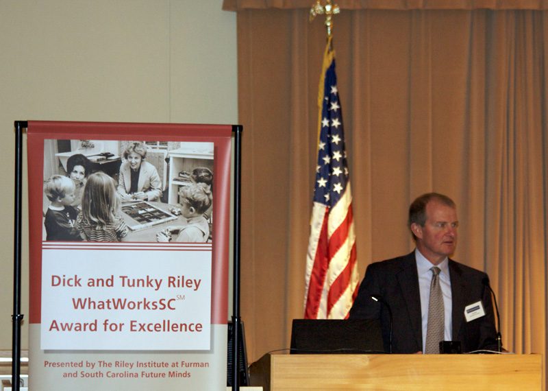 Trip DuBard welcoming everyone to the 2nd Annual Dick and Tunky Riley WhatWorksSC Award for Excellence event