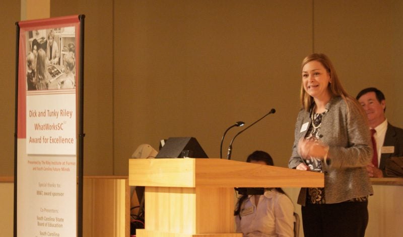 C.C. Bates making remarks about receiving the award