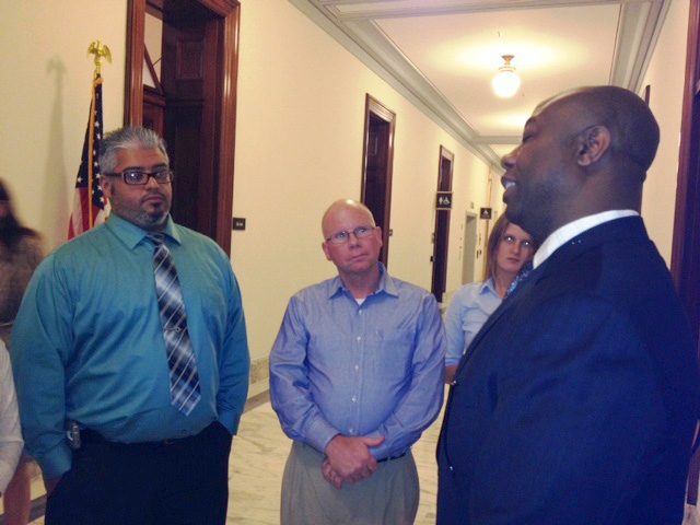 (l-r) Pablo Rivera-Arriaga, Glenn Robinson, Taylor Bauer, and Senator Tim Scott