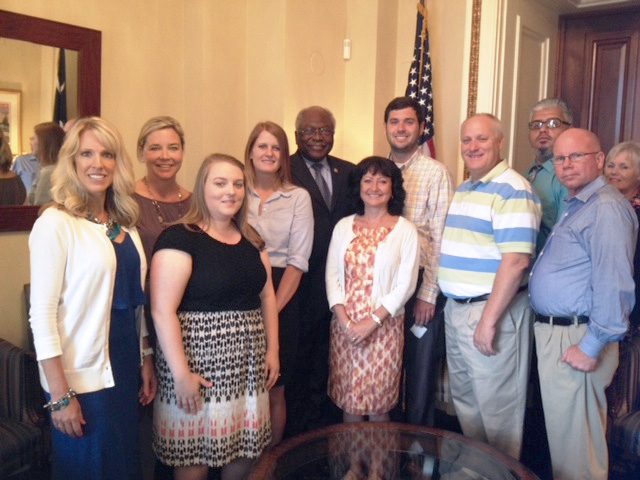 (l-r) Melody Shafer, Liz Smith, Aubry Stegall, Taylor Bauer, Representative Jim Clyburn, Katie Crosby, Daniel Bailey, Bob Roudybush, Pablo Rivera-Arriaga, Glenn Robinson and Sandy Rinck