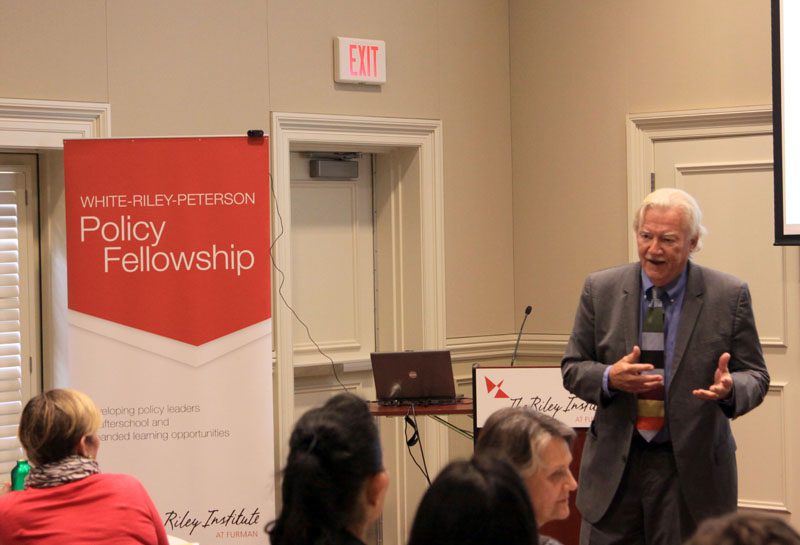Terry Peterson speaks to White-Riley-Peterson policy Fellows