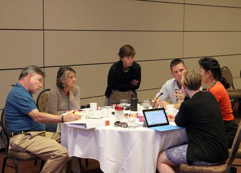 2015 White-Riley-Peterson policy Fellows in small group discussion