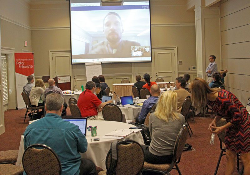 2015 White-Riley-Peterson policy Fellows with Eddie Willson via Skype