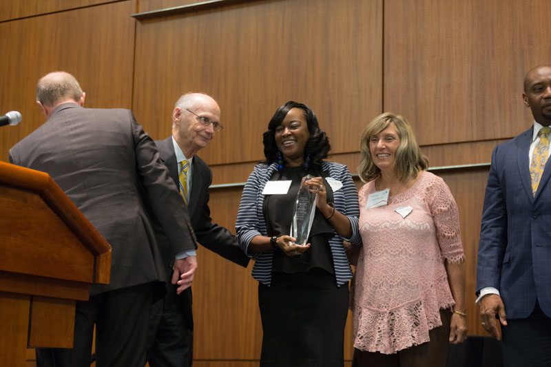 Secretary Riley with Marcella Wine-Snyder of the Teacher Cadet program