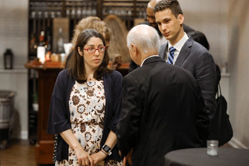 Amy Pichette and Eric Shaw speaking with Secretary Riley