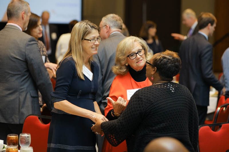 Ann Peterson, Public Charter School Alliance of SC and Rep. Rita Allison speaking with a guest