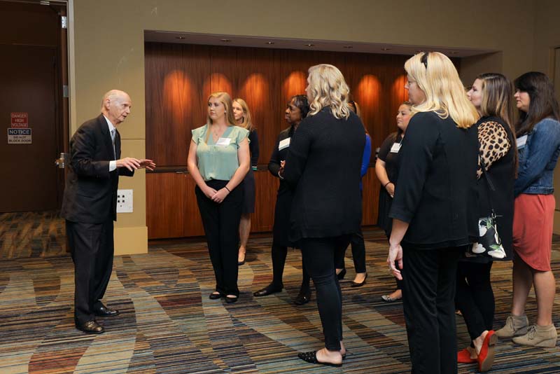 Secretary Riley speaking with all of the finalists