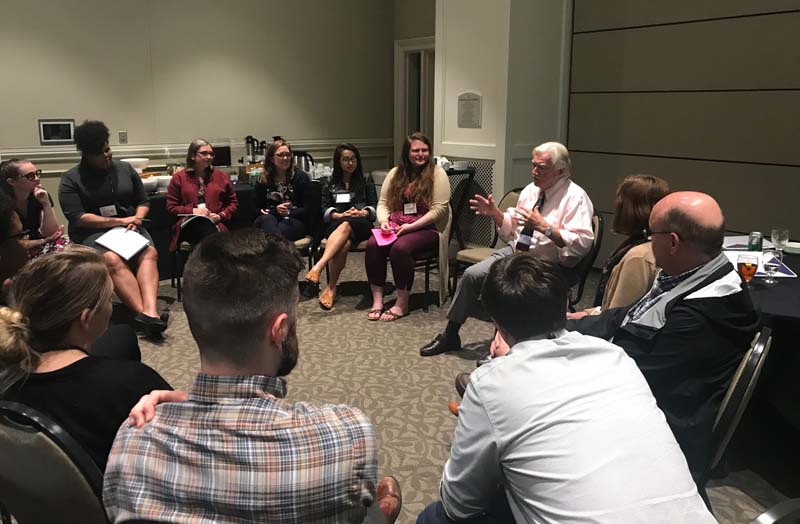 Terry Peterson speaking with the eighth cohort about leadership