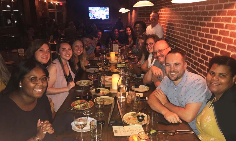 The Fellows enjoying dinner at Up on the Roof on their last night