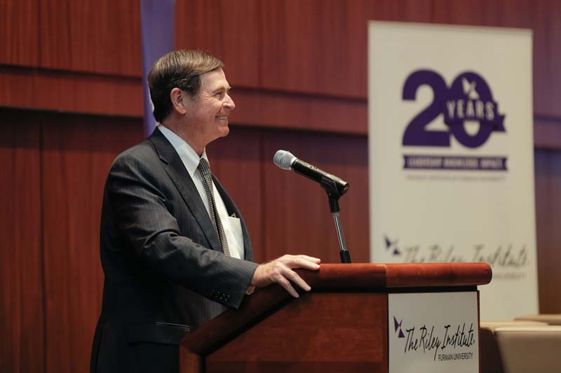Don Gordon welcoming guests to the ninth annual Dick and Tunky Riley WhatWorksSC Awards program, and recognizing award finalists and sponsors