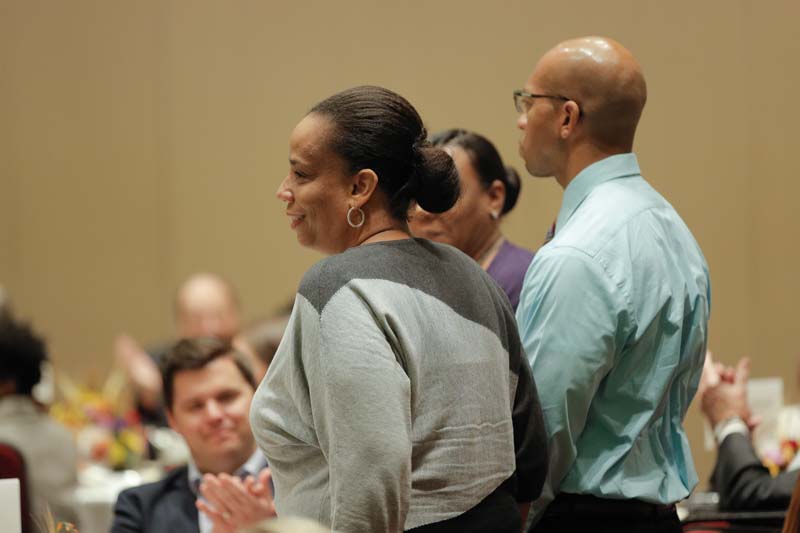 Representatives from Aflac being recognized