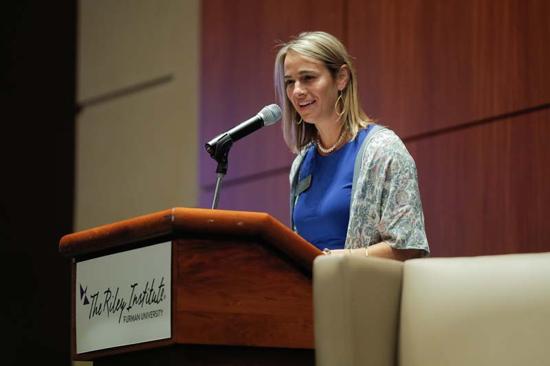 Cathy Stevens, Director of the WhatWorksSC Award and Clearinghouse and the White-RileyPeterson Policy Fellowship Program, the Riley Institute, taking a look at the 2019 finalists
