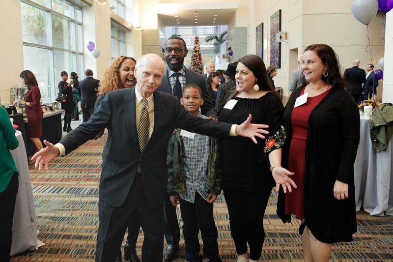 Secretary Riley having some fun! (l-r): Angel Whaley, Damon Qualls, Principal of Monaview Elementary School, Jayden Griffin, Amy Lynch and Meagan Hawkins, both teachers from Monaview Elementary School