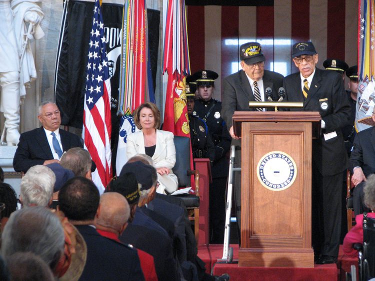An award ceremony in honor of buffalo soldiers and Tuskegee Airmen