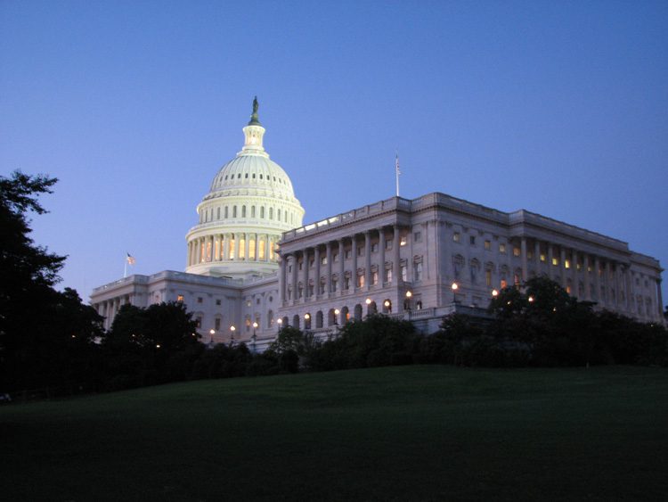 The U.S. Capitol in the evening