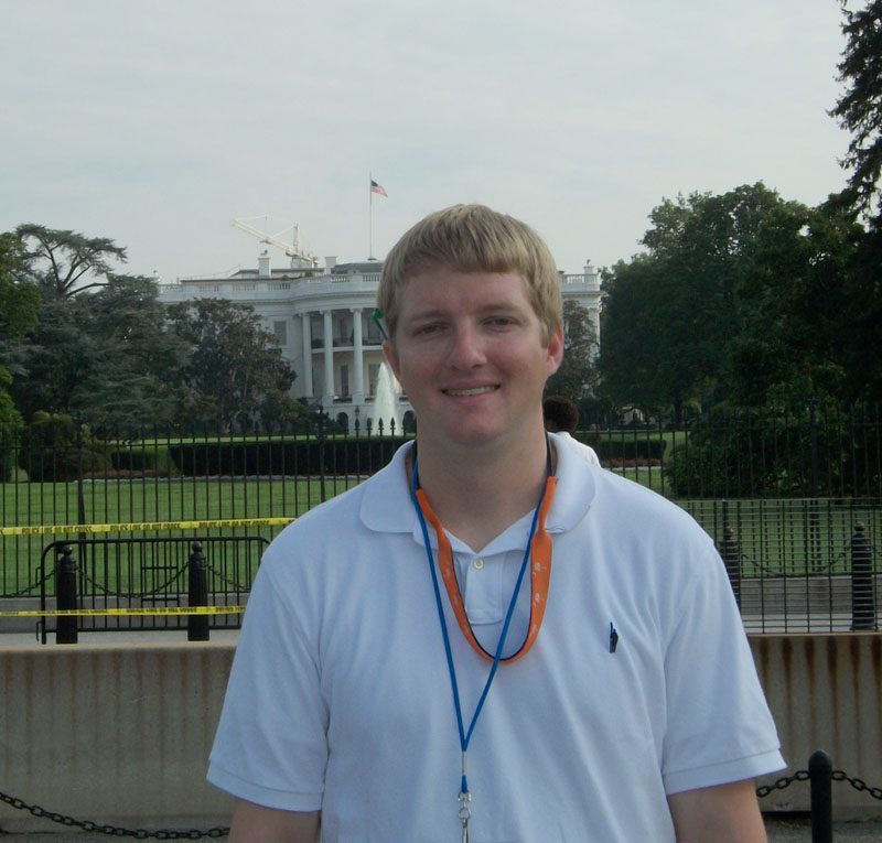 Cole Littlefield in front of the White House