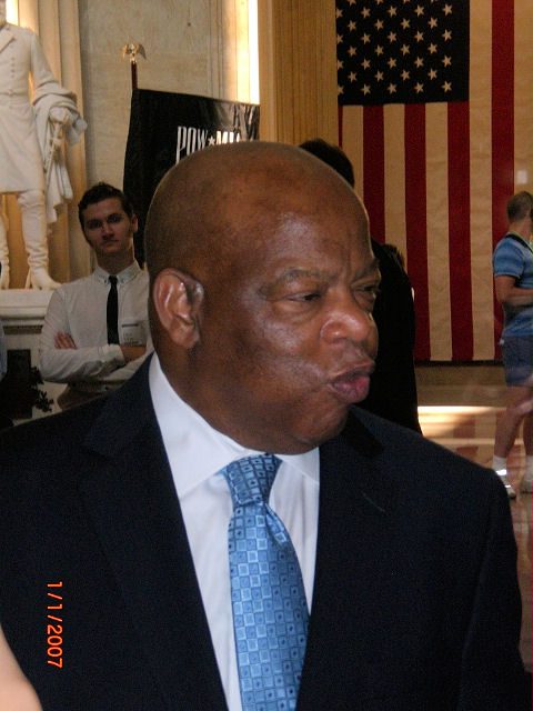 Congressman John Lewis (D-GA), who is most famous for his work with Martin Luther King Jr. leading the civil rights movement of the '60s. The teachers spoke with him in the Rotunda of the Capitol building.