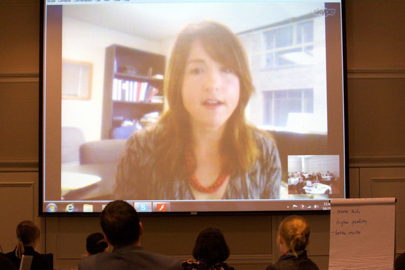 Jennifer Peck, Partnership for Children and Youth in California, joining the group discussion via Skype. She examines how a summer campaign has built momentum and achieved policy wins in difficult times