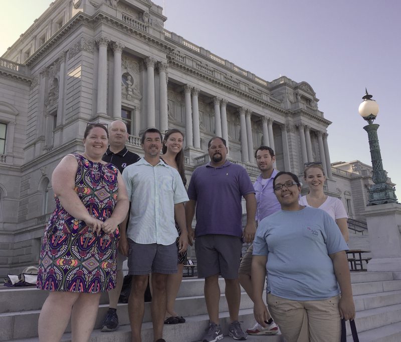 Teachers of Government at the Library of Congress (l-r) Julia Stanley, Gene Kennedy, Paul Drohomirecky, Kristine Anderson, Steve Legette, Rob Phillips, Charly Adkinson, Ali Hendrick