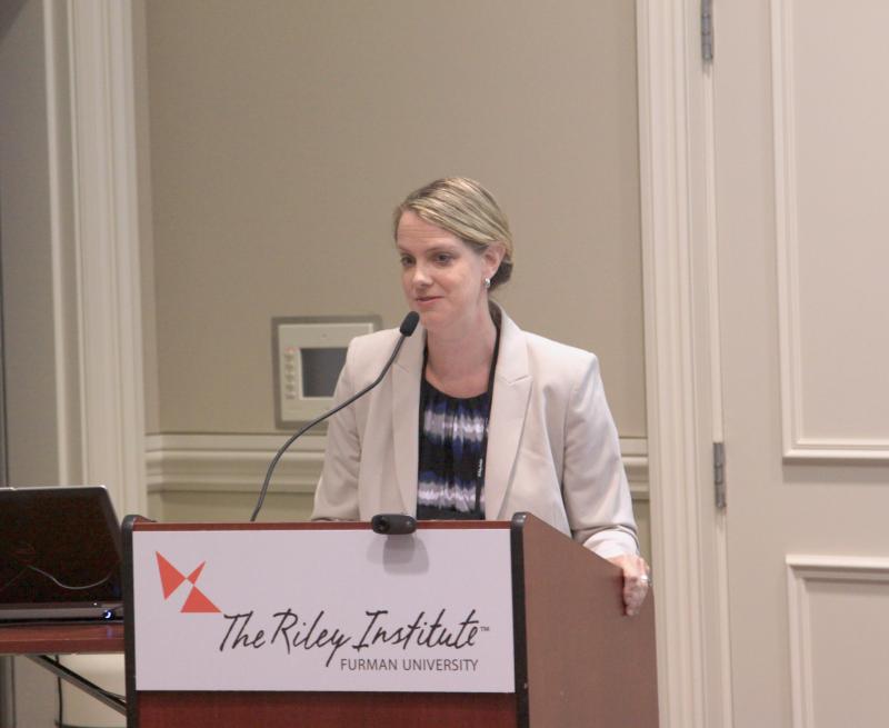 Ashley Wallace, Program Manager, at the National Conference of State Legislatures, addressing Fellows at 2016 White-Riley-Peterson