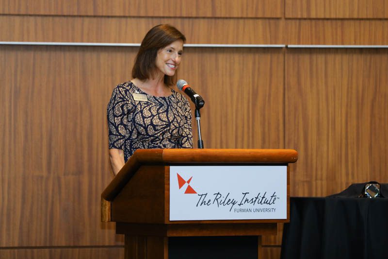Jacki Martin, Deputy Director of the Riley Institute, welcoming everyone to the seventh annual Dick & Tunky Riley WhatWorksSC Award for Excellence