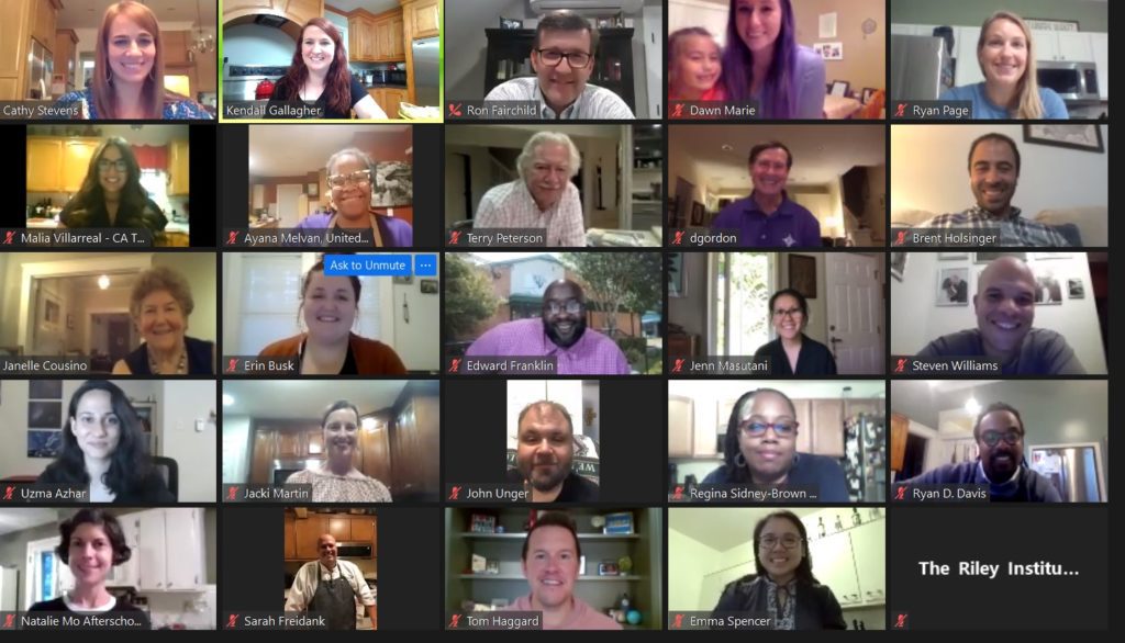 Screenshot of Zoom call for White-Riley-Peterson Fellows