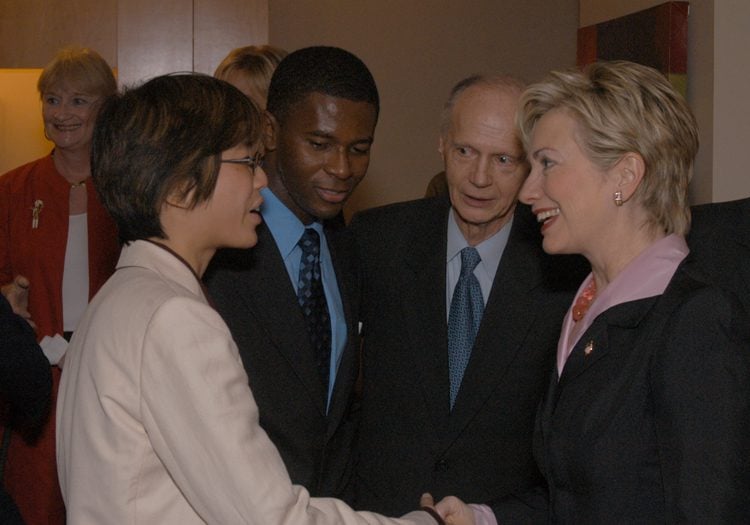 Carolyn and John Simpkins, Secretary Riley and Senator Clinton
