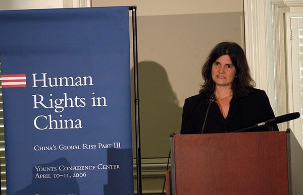 Kate Kaup, China's Global Rise Executive Director & Associate Professor of Political Science at Furman, moderating the panel discussion