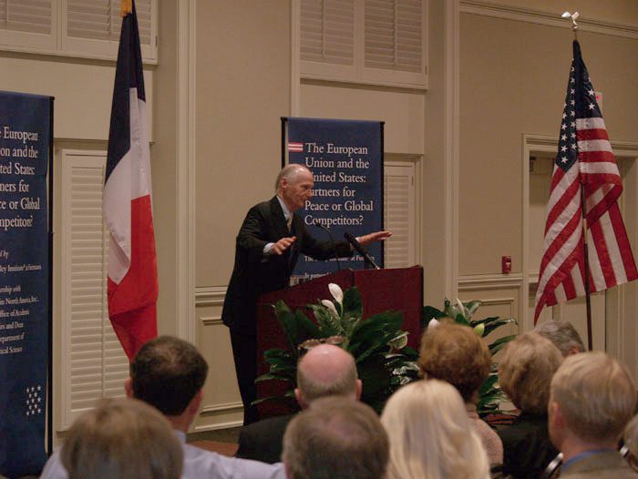 Secretary Riley introducing Ambassador Jean-David Levitte
