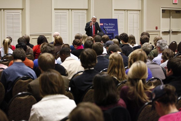 Ambassador Boyatt addressed a crowd of students, faculty, staff and community members