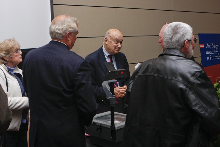 Following the address, Goldman spoke with guests