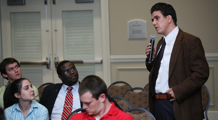 Furman professor Akan Malici during the Q and A