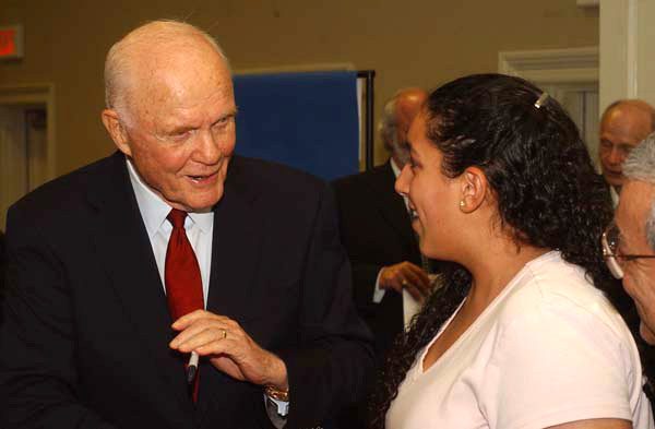 Senator Glenn and Melissa Youssef, an EPL student