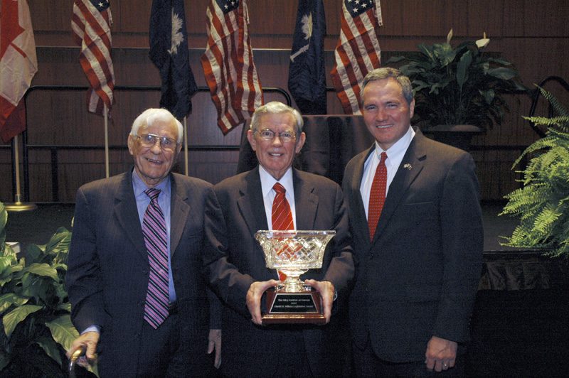 The three Wilkins Award Winners: Senator John Drummond, Senator Hugh Leatherman, and Speaker of the House Bobby Harrell