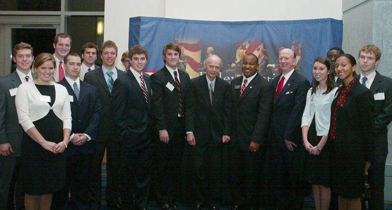 The 2007 and 2008 Furman Wilkins Fellows with Governor Richard Riley and Ambassador David Wilkins