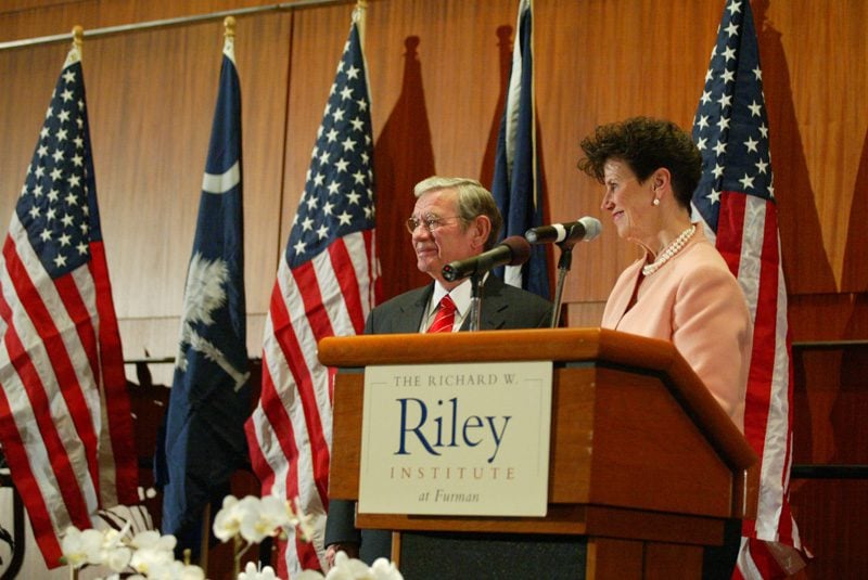 Paula Harper Bethea congratulates Senator Hugh Leatherman
