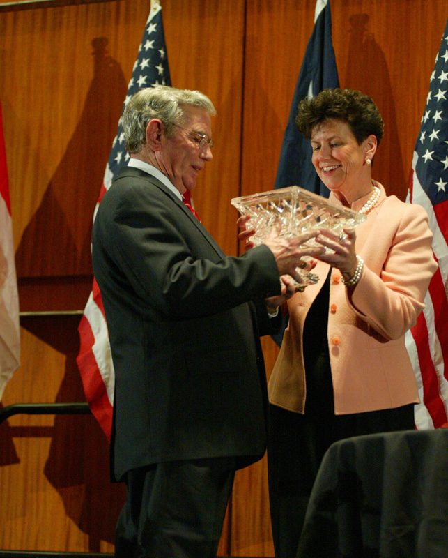 Paula Harper Bethea presents Senator Hugh Leatherman with the Wilkins Award