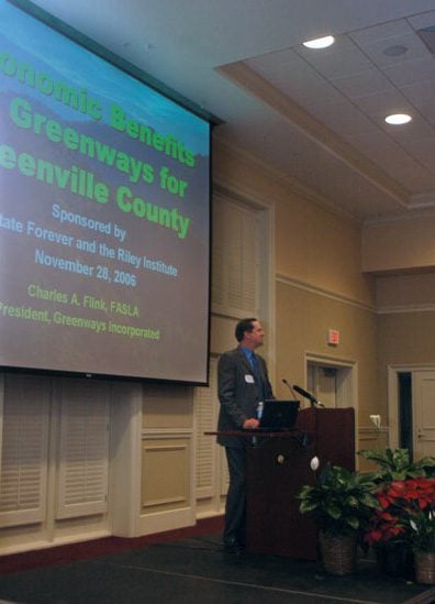 Chuck Flink discussing possiblilities for Greenville County