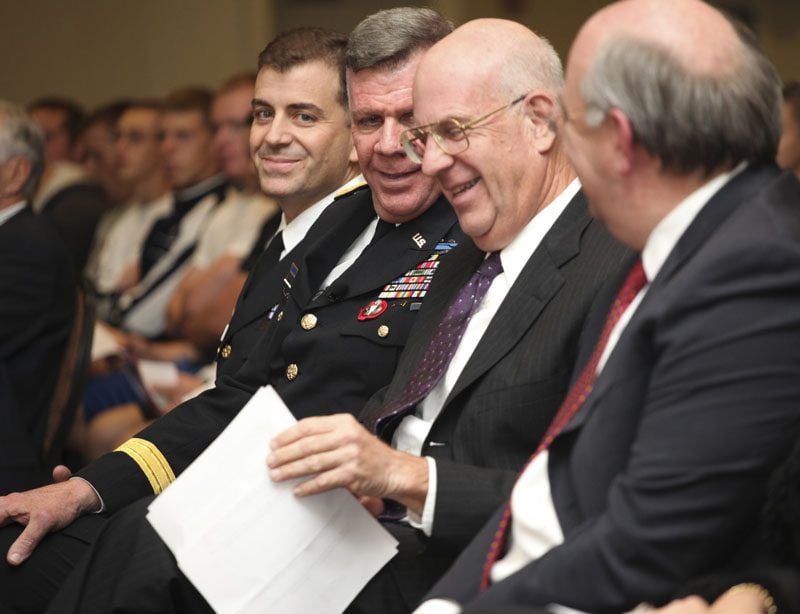 (l-r) Major Chris Black, General John Mulholland, Dr. Bill Lavery, and Bill Mayville