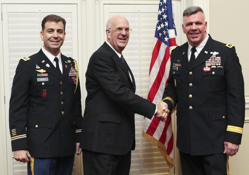 (l-r) Major Chris Black, Bill Lavery and General Mulholland